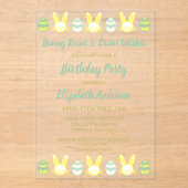 Bunny Kisses & Easter Wishes Birthday Acryl Uitnodigingen (Voorkant)
