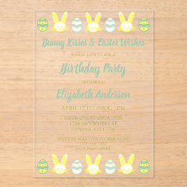 Bunny Kisses & Easter Wishes Birthday Acryl Uitnodigingen