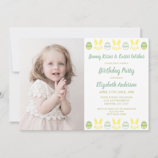 Bunny Kisses & Easter Wishes Birthday Kaart (Voorkant)