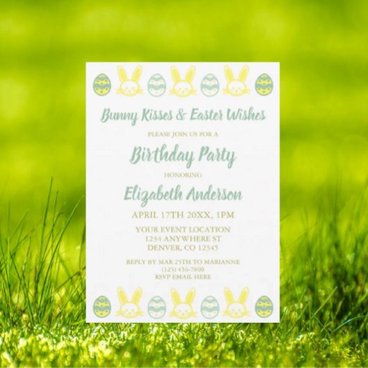 Bunny Kisses & Easter Wishes Birthday Kaart
