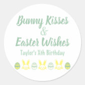 Bunny Kisses & Easter Wishes Birthday Ronde Sticker (Voorkant)