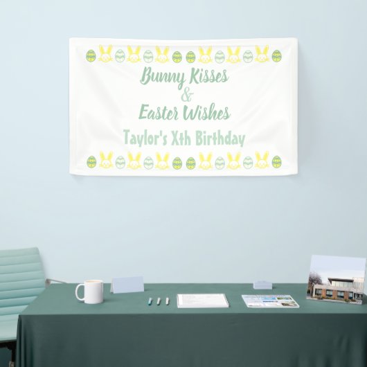 Bunny Kisses & Easter Wishes Birthday Spandoek (Beurs)