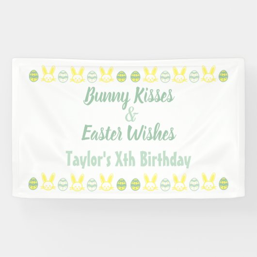 Bunny Kisses & Easter Wishes Birthday Spandoek (Horizontaal)