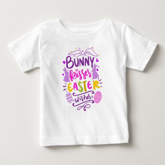Bunny Kisses Easter Wishes Colorful Girly Quote Ba (Voorkant)