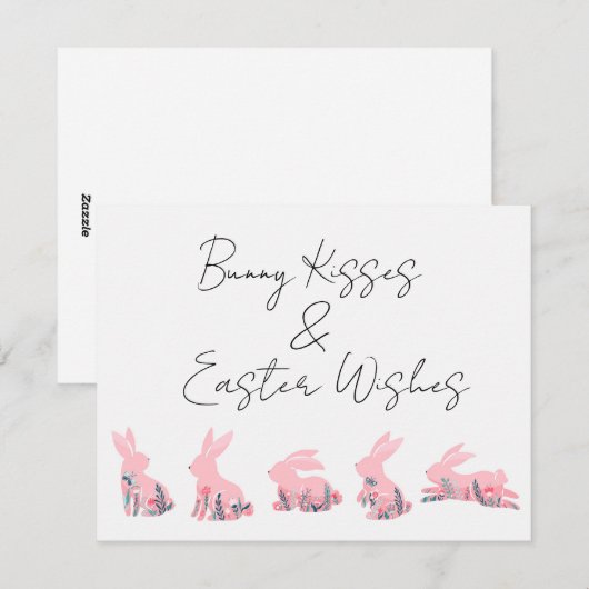 Bunny Kisses & Easter Wishes Feestdagenkaart (Voorkant / Achterkant)