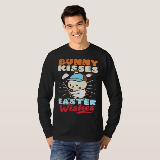 Bunny Kisses Easter Wishes Golf Easter T-shirt (Voorkant volledig)