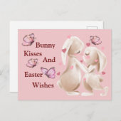 Bunny Kisses en paaswijn Briefkaart (Voorkant / Achterkant)