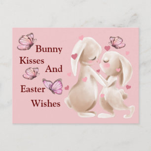 Bunny Kisses en paaswijn Briefkaart