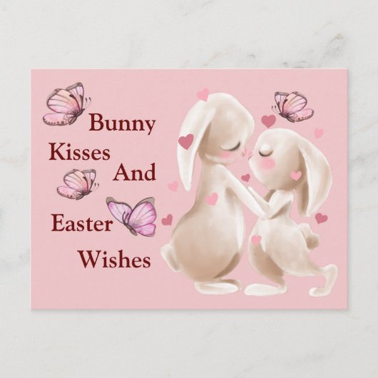 Bunny Kisses en paaswijn Briefkaart (Voorkant)