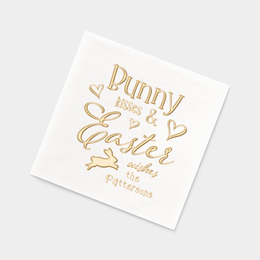 Bunny Kisses Paaswensen Gepersonaliseerde naam Folie Servetten (Links)