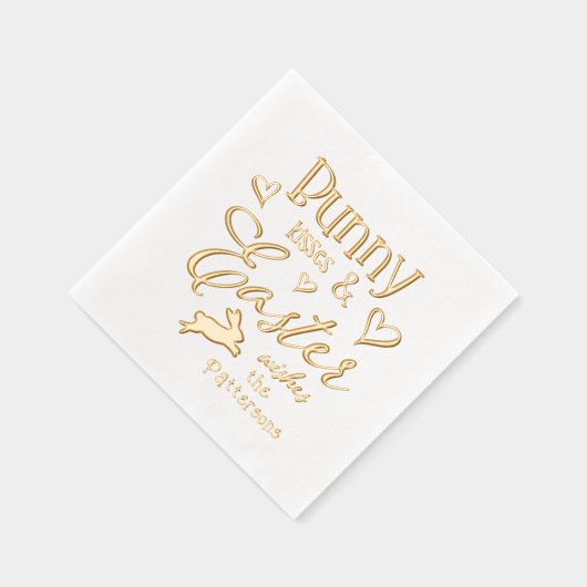 Bunny Kisses Paaswensen Gepersonaliseerde naam Folie Servetten (Rechts)