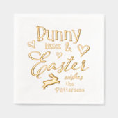 Bunny Kisses Paaswensen Gepersonaliseerde naam Folie Servetten (Voorkant)