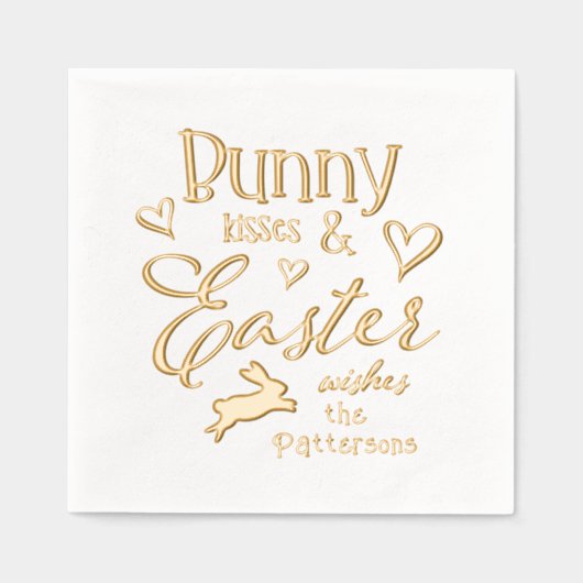 Bunny Kisses Paaswensen Gepersonaliseerde naam Folie Servetten (Voorkant)