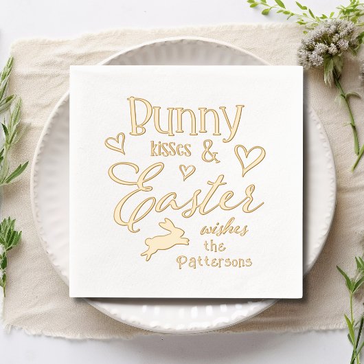 Bunny Kisses Paaswensen Gepersonaliseerde naam Folie Servetten