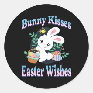 Bunny Kisses Paaswensen Schattigee paashaas Ronde Sticker