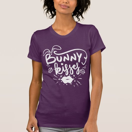 Bunny Kisses White Script Quote Easter T-Shirt (Voorkant)