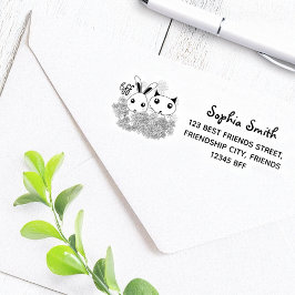 Bunny Kitten Dierenvrienden Kinder Terugkeer Adres Zelfinktende Stempel