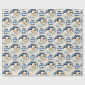 Bunny konijn gepersonaliseerde jongens verjaardag cadeaupapier (Vlak)