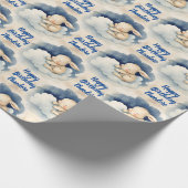 Bunny konijn gepersonaliseerde jongens verjaardag cadeaupapier (Hoek)