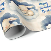 Bunny konijn gepersonaliseerde jongens verjaardag cadeaupapier (Rol Hoek)