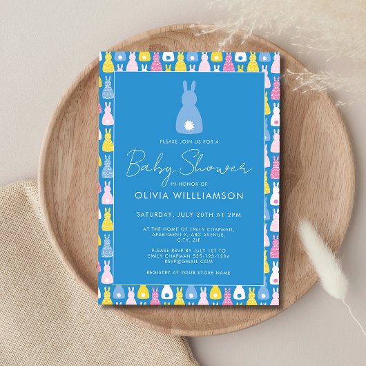 Bunny Konijn Jongen Baby Shower Kaart