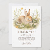 Bunny konijn meisje verjaardagsfeest bedankkaart (Voorkant)