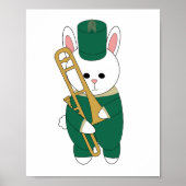 Bunny Konijn Trombone Marching Band Groen Goud Poster (Voorkant)