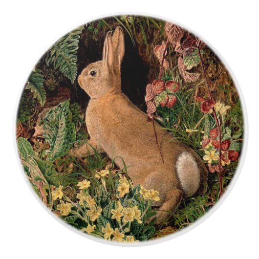 Bunny konijnenbloemen vergieten bosbouwhulp keramische knop (Voorkant)