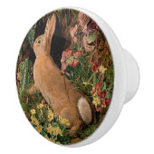 Bunny konijnenbloemen vergieten bosbouwhulp keramische knop (Rechts)
