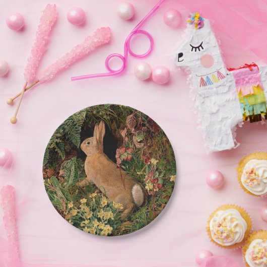 Bunny konijnenbloemen vergieten bosbouwhulp papieren bordje