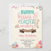 Bunny kusjes en paaswensen uitnodiging (Voorkant)