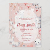 Bunny & Lamb Baby Shower Invitation – Watercolor Kaart (Voorkant / Achterkant)