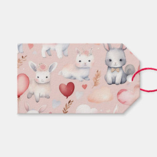 Bunny & Lamb Cupid Favor Tags – Blush & Peach Cadeaulabel