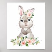 Bunny, landbouwhuisdieren, roze bloemen, meisjesse poster (Voorkant)