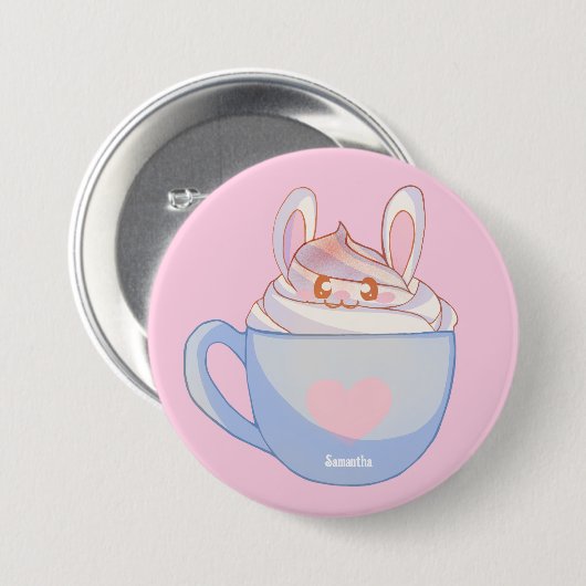 Bunny Latte Met Kaneel Ronde Button 7,6 Cm (Voorkant /achterkant)