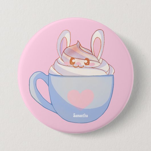Bunny Latte Met Kaneel Ronde Button 7,6 Cm (Voorkant)