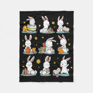 Bunny Leesboek Happy Easter Boekenwurm Kinder Mann Fleece Deken