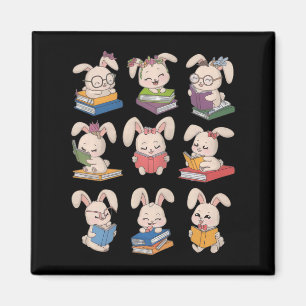 Bunny Leesboeken Paasdag Librarian Teacher B Magneet