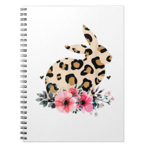 Bunny Leopard Print Floral Cute Easter Girls Women Notitieboek