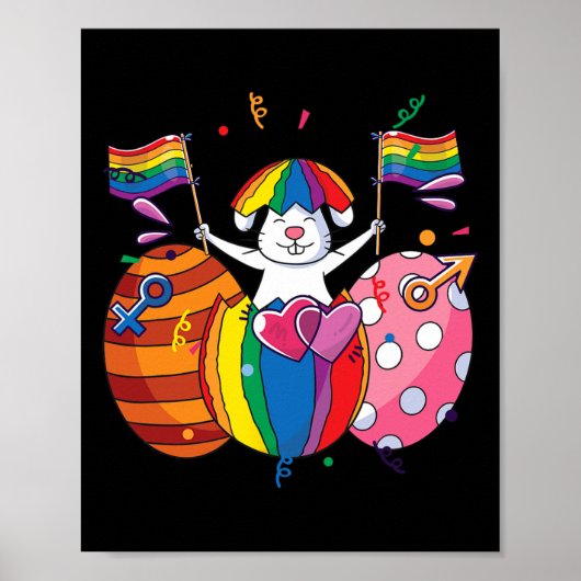 Bunny LGBT Q Pride Easter Schattige Rabbit Ally Ga Poster (Voorkant)