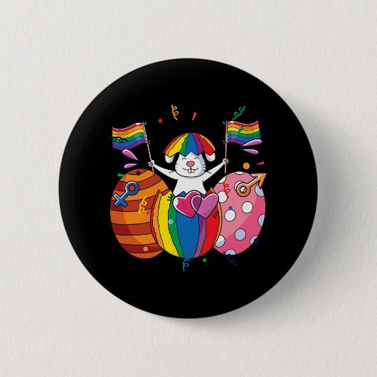 Bunny LGBT Q Pride Easter Schattige Rabbit Ally Ga Ronde Button 5,7 Cm (Voorkant)