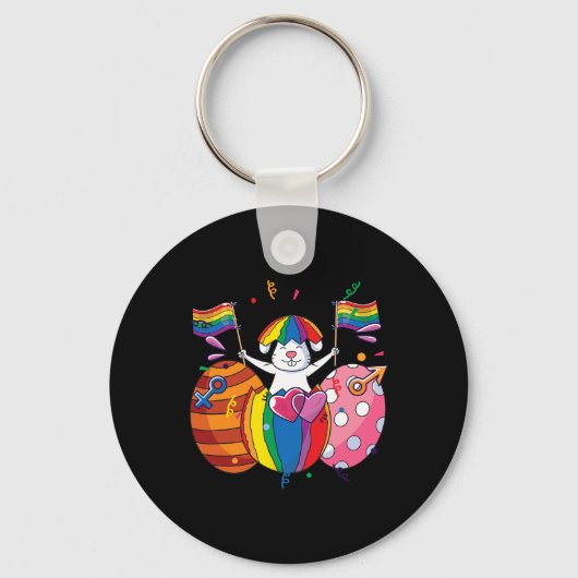 Bunny LGBT Q Pride Easter Schattige Rabbit Ally Ga Sleutelhanger (Voorkant)