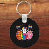 Bunny LGBT Q Pride Easter Schattige Rabbit Ally Ga Sleutelhanger (Voorkant)