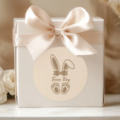 Bunny Light Beige Geslacht Reveal Team Boy Ronde Sticker