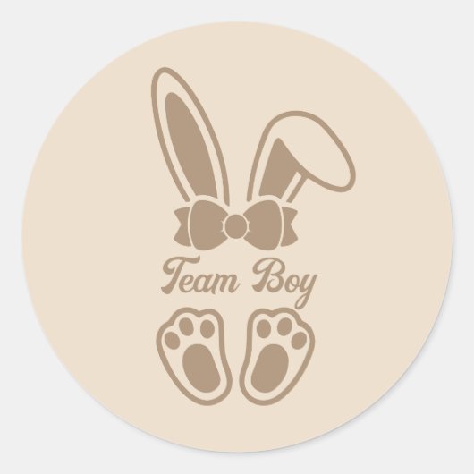Bunny Light Beige Geslacht Reveal Team Boy Ronde Sticker (Voorkant)