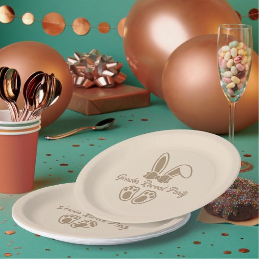Bunny Light Beige Minimalistische Geslacht Onthull Papieren Bordje (Multi)