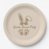 Bunny Light Beige Minimalistische Geslacht Onthull Papieren Bordje (Voorkant)