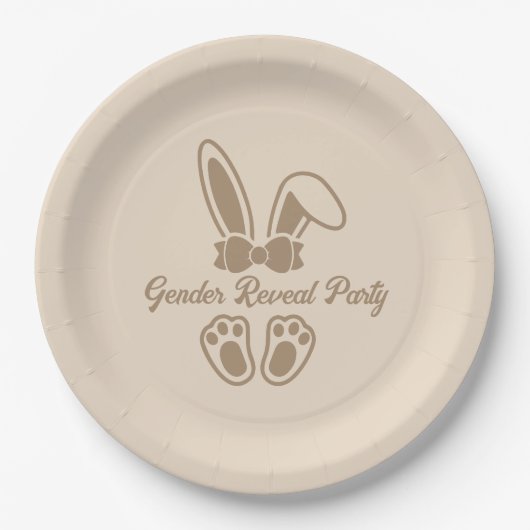 Bunny Light Beige Minimalistische Geslacht Onthull Papieren Bordje (Voorkant)