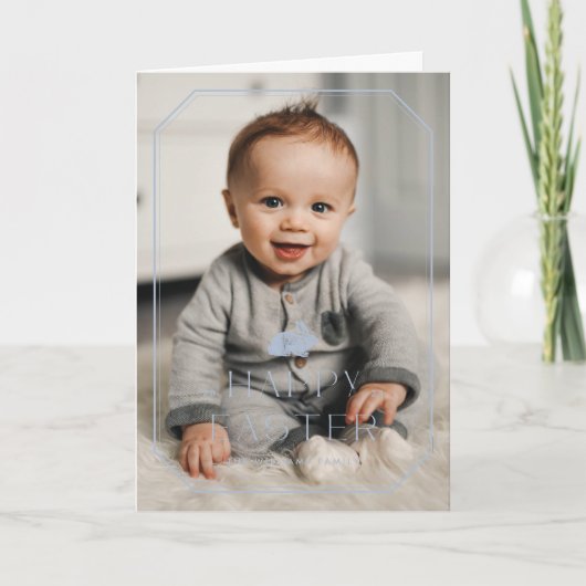  Bunny Lijst Paasfotokaart - blauw Bedankkaart (Voorkant)