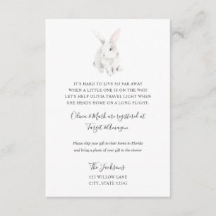 Bunny Long-afstandsteken baby shower Informatiekaartje
